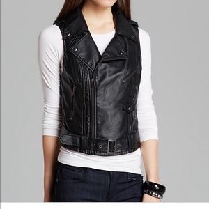 Guess Black Leather Vest Fiona Moto